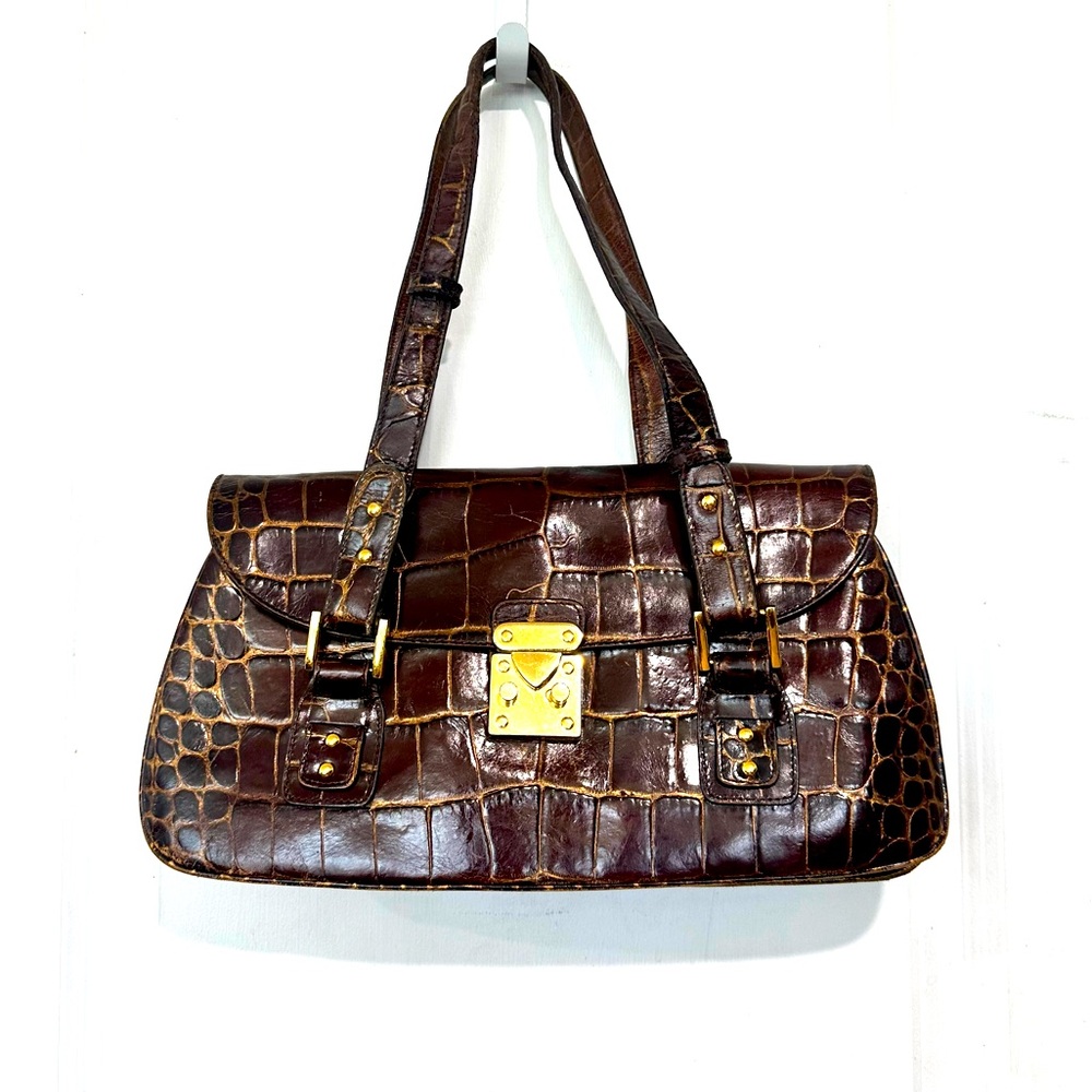 Nordstrom Crocodile Embossed Leather Shoulder Bag